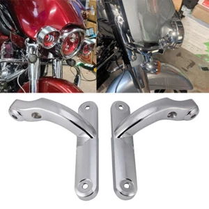 Chrome Auxiliary Spot Fog Turn Light Bracket for Harley Electra Glide Road King - Foto 1 di 10