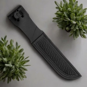 Fixed Blade Knife Sheath Fits up to 7in Long Blades Black Basketweave Leather - Picture 1 of 2