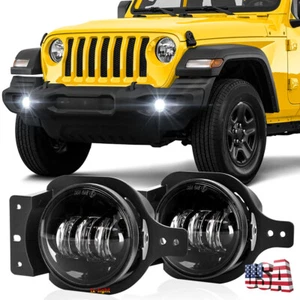 Pair LED Bumper Driving Fog Lights Spot for Jeep Wrangler Sport 2018-2025 JL JLU - Picture 1 of 8