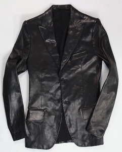 Carol Christian Poell SIS '96 Blazer Cappotto Sportivo Pelle Made in Italy EU50 US40 - Foto 1 di 24