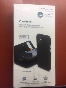 Funda billetera negra para iPhone 12 mini desmontable de cuero magnético con soporte para tarjetas ranura para tarjetas - Imagen 1 de 4