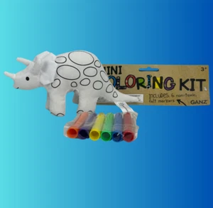 GANZ Dinosaur Plush Mini Coloring Kit 7 Piece NEW Plush With 6 Felt Markers - Picture 1 of 14