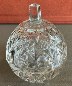 VINTAGE GLASS DETAILED JAR STORAGE LID BOHEMIAN DISPLAY TRINKET EGG PRESSED CRYS - Picture 1 of 3