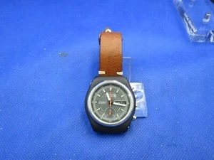 CITZEN VINTAGE CHRONOGRAPH BLACK CASE 67-9577 23 JEWELS BLACK DIAL DAY/DATE - Picture 1 of 5