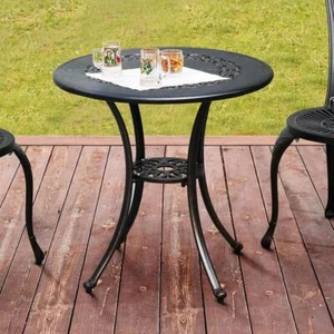 DEXTRUS Outdoor Dining Table 25.59"W x 25.59"D x 25" Cast Aluminum in Bronze - Picture 1 of 7