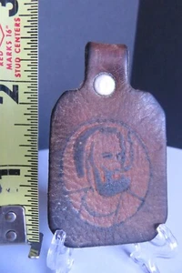 VINTAGE Zig Zag® Man Embossed Leather Keychain RARE With Ring - Picture 1 of 16
