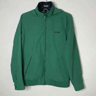 Chaqueta cortavientos Tommy Hilfiger cremallera completa con capucha talla pequeña verde unisex Foto 1 de 4