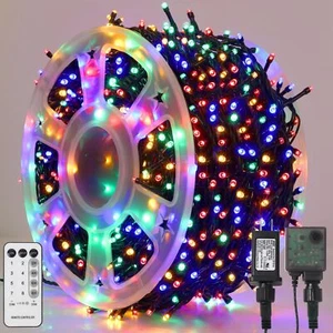 LJLNION 1000LED Christmas Lights, Extra Long 328FT Xmas Green Wire Fairy String  - Picture 1 of 7