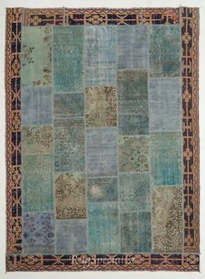 Handmade Patchwork Rug Made from Over-Dyed Vintage Carpets, CUSTOM OPTIONS Av. - Image 1 of 4