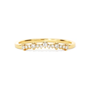 0.10 Ct Natural Round Diamond Eternity Curved Wedding Band Ring 14k Yellow Gold - Picture 1 of 3