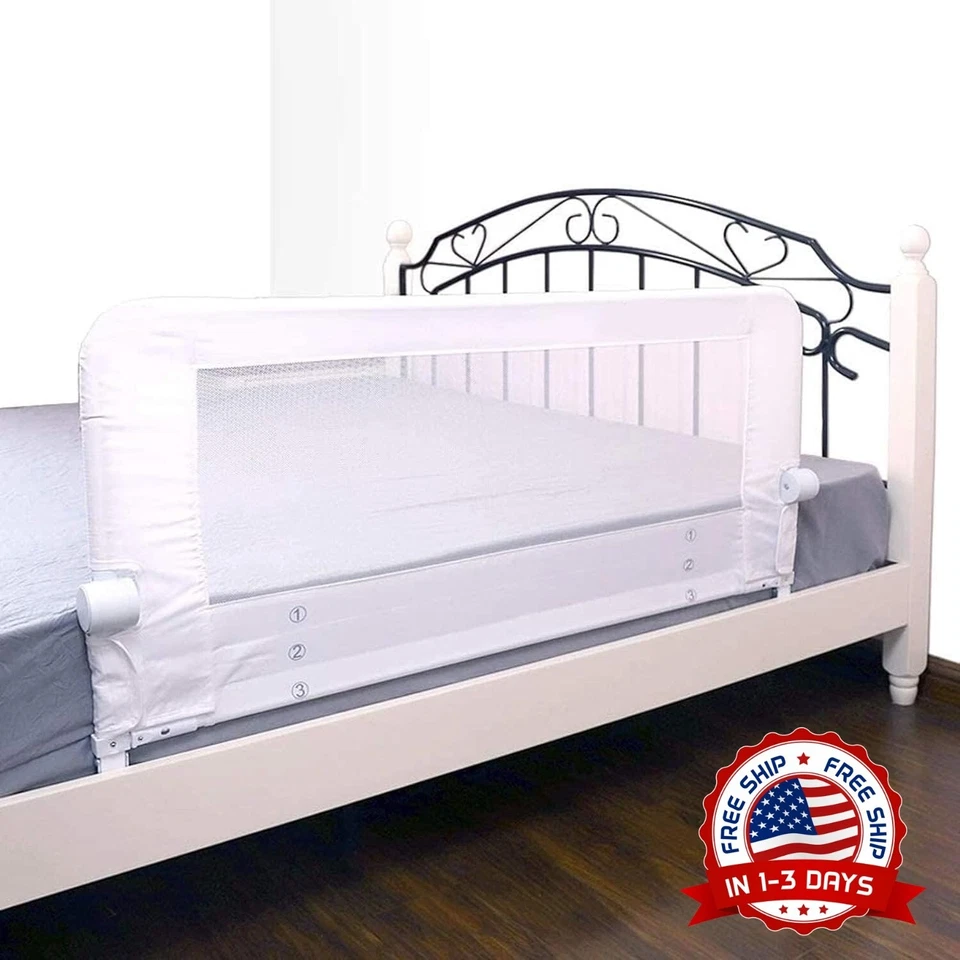 Baranda De Cama Para Niños De 43In Hace De Metal Seguridad Infantil (Blanca) Foto 1 de 4
