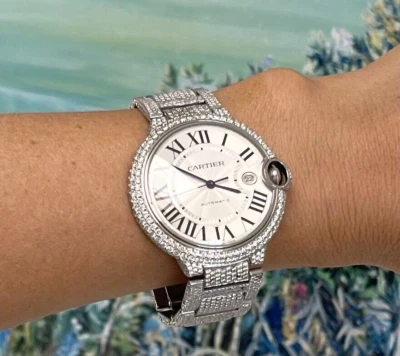 Cartier Ballon Bleu Custom Diamond Encrusted Watch 42mm - Image 1 of 4