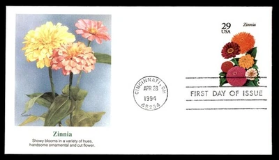 Mayfairstamps US FDC 1994 Ohio Zinnia appreciation First Day Cover aau_57797 - Image 1 of 2