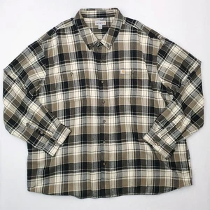 Camisa de franela Carhartt para hombre 4XL negra tostada crema con botones calce relajado ropa de trabajo - Imagen 1 de 15