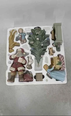Grandeur Noel Porcelain Christmas Scene Holiday Decor Santa Tree Dog Figures - Image 1 of 4