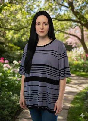 Top Jersey Tejido Liz Baker Talla L De Colección, Azul, Rayas. NS-5 Foto 1 de 4