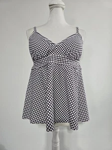 Kona Sol Tankini Oberteil Badeanzug Gr. XL 16-18 weiß/pflaume schwarz geometrisches Schößchen - Bild 1 von 12