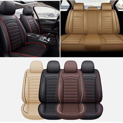 Conjunto completo de capa de assento de carro de couro 5 lugares dianteiro + traseiro para Toyota RAV4 - Imagem 1 de 4