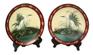 Par de platos decorativos de garza de 10 pulgadas de diámetro Zeckos - Imagen 1 de 3