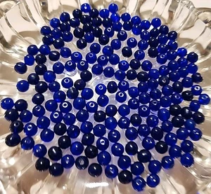 Czech Cobalt Blue Glass Spacer Beads 50 Pcs 6mm Irregular Round - Picture 1 of 10