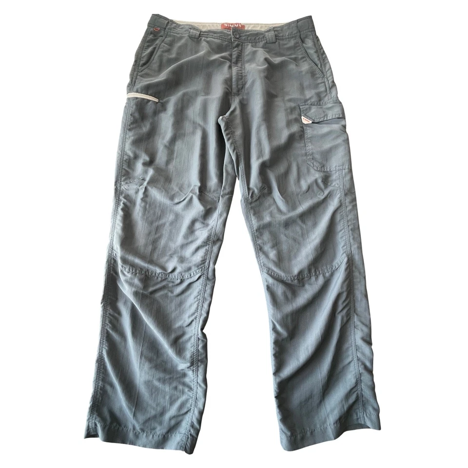 Calça de pesca Simms masculina XL cinza náilon carga pescador ao ar livre utilitário principal - Imagem 1 de 4