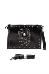 FASHNZFAB Borsa a dondolo con borchie mix teschio biker tracolla pochette - Foto 1 di 8