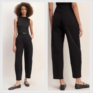 Everlane The Barrel Pant Black 4R High Rise Wide Leg Ankle Crop Organic Cotton - Bild 1 von 13