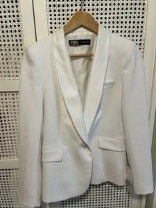 Zara Polar White Single Breasted Blazer M NWT - Picture 1 of 9