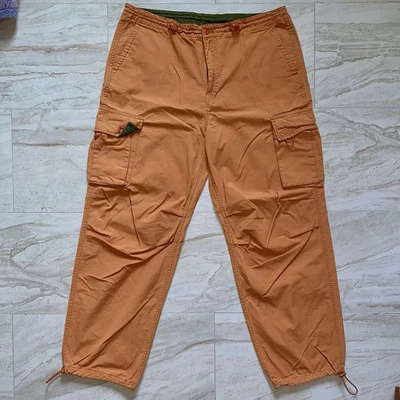 Vintage 90s 00s 2000 Y2K Original Gap Orange Wide Leg Baggy Fit Mens Cargo Pants - Image 1 of 4