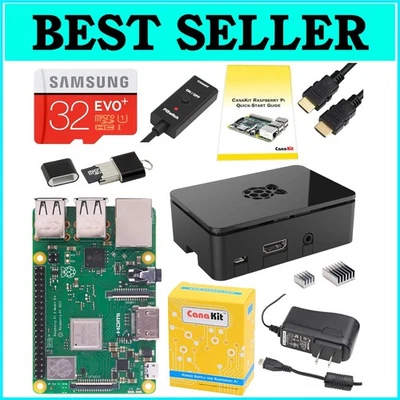Kit de inicio todo en uno Raspberry Pi 3 B+ con tarjeta de 32 GB y funda protectora negra Foto 1 de 4