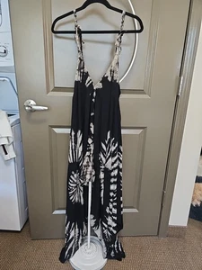 One Size Harem Jumpsuit Black White tie dye Hippie Boho Festival Spiral - Picture 1 of 5