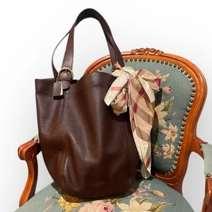 Vintage COACH Dark Brown Leather Soho XL Tote Bag Made In USA 4082 - Picture 1 of 7