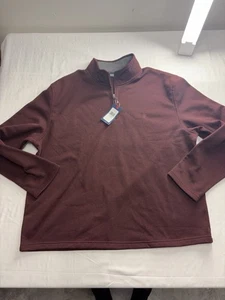 Mens IZOD Sweaters Spectator Fleece 1/4 Zip Mock Neck B&T Burgundy NWT - Picture 1 of 9