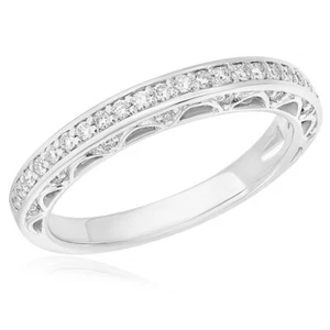ANELLO ANNIVERSARIO FEDE NUZIALE ORO BIANCO 18 KT PAVÈ TONDO DIAMANTE MILGRAIN - Foto 1 di 2