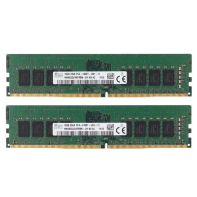 Hynix 32GB 2X16GB DDR4 2400MHz PC4-19200 2RX8 UDIMM Memory Ram HMA82GU6AFR8N-UH - Image 1 of 4