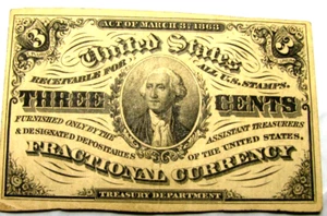Fractional Currency Note 1863 3 Cents National Banknote Company of NY S523 - Picture 1 of 3