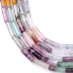 Natural Tube Cylinder Gemstone Column Loose Beads For Jewerly Making 15" 4x12mm
