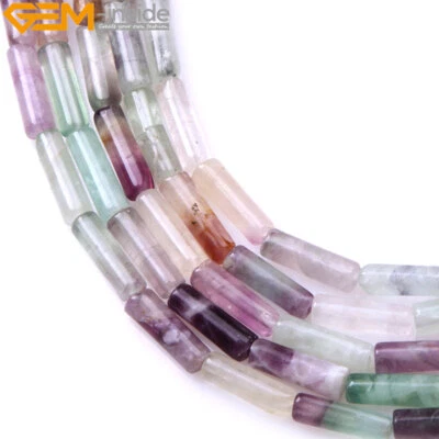Natural Tube Cylinder Gemstone Column Loose Beads For Jewerly Making 15" 4x12mm - Image 1 of 4