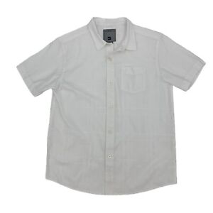 O'Neill Button Up Shirt Youth Boys XL Extra Large White Short Sleeve 100% Cotton