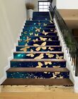 3D Golden Butterfly ZHU65 Stair Risers Decoration Photo Mural Vinyl Wallpaper Am