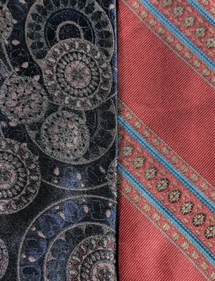 (2) Corbata de cuello vintage WEMBLEY seda granate/rojo 56x3,1, azul oscuro 58x3,25 Foto 1 de 4