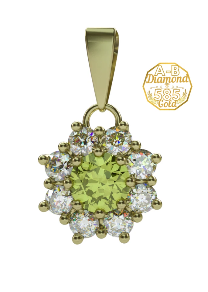 天然捷克 moldavite vltavin 和钻石黄金吊坠 Sl1-g 0,2040 克拉 — 第 1/4 张图片