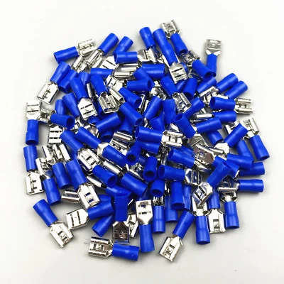 100Pcs 16-14AWG 6.3mm Female Spade Insulated Crimp Terminals Electrical Wire Kit - Image 1 of 4
