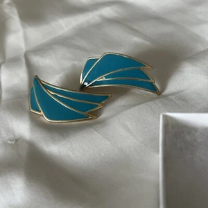 Pendientes colgantes de colección esmaltados cloisonné geométricos asimétricos años 80’s - Imagen 1 de 4