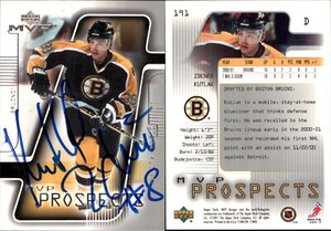 Zdenek Kutlak Signed 2001 Upper Deck MVP #191 Card Boston Bruins Auto AU