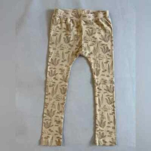 Kate Quinn Bunny and Fern Leggings 5Y Yellow/Tan - Picture 1 of 3