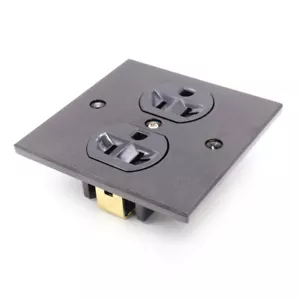 US Version AC Black Power Receptacle Wall Outlet Red Copper Socket Duplex Plate - Picture 1 of 3