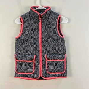 Crewcuts J Crew Girls 10 Vest Pockets Gray Quilted Zip Sleeveless 5663 - Imagen 1 de 11