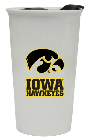 Iowa Hawkeyes Double Walled Ceramic Tumbler Set-NCAA Travel Mug 2pk Cover