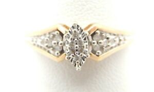 ENGAGEMENT 10K YELLOW GOLD NATURAL DIAMOND CLUSTER WEDDING RING SIZE: 6.5 